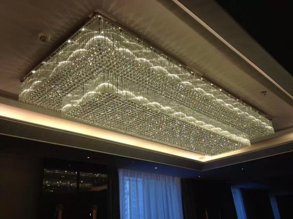 Lampada da soffitto grande rettangolo di cristallo per hotel 9510009