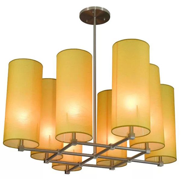 Custom Made Chandelier with Round Fabric Shades 9513004