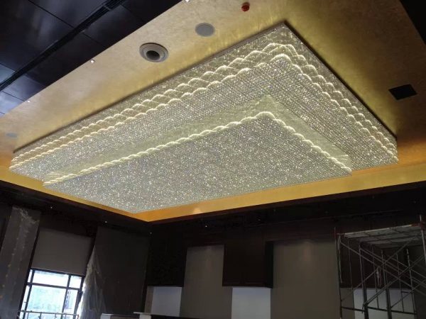 Large Rectangle Crystal Ceiling Lamp for Hotel Lobby 9510007