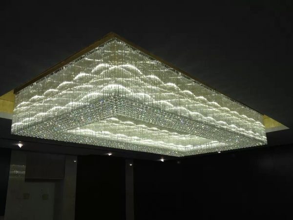 Large Rectangular Crystal Ceiling Lamp for Hotel Lobby 9510008
