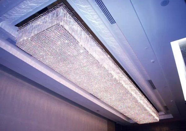 Long Square Crystal Ceiling Lamp for Hotel Lobby 9510005
